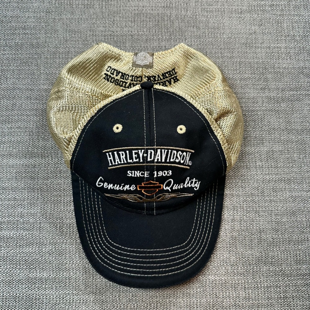 Harley-Davidson Trucker Hat Unisex OSFM Black Gold Mile High Denver CO Cap